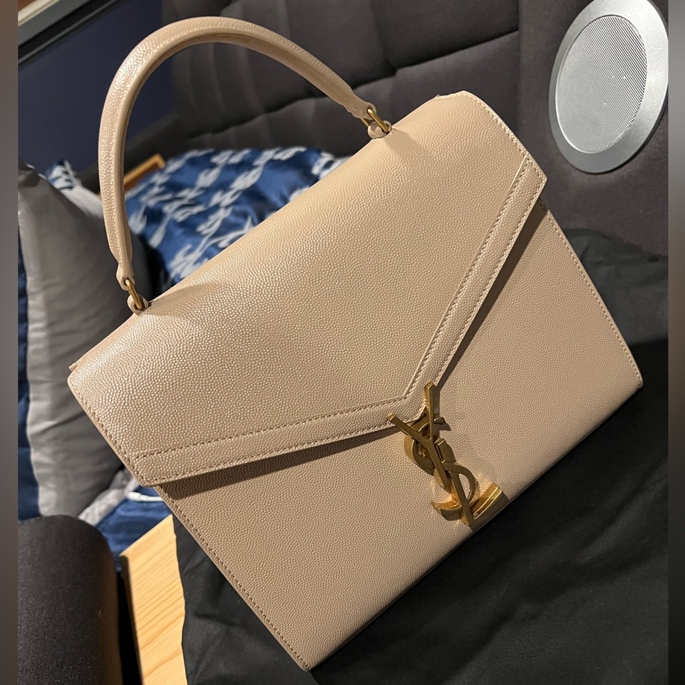 CASSANDRA MEDIUM TOP HANDLE BAG IN GRAIN DE POUDRE EMBOSSED LEATHER